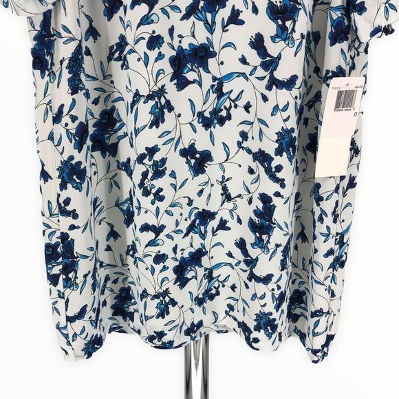 French Connection Porcelain Sheen Tunic Dress Floral Elbow Sleeve size 0 NWT - Picture 5 of 12